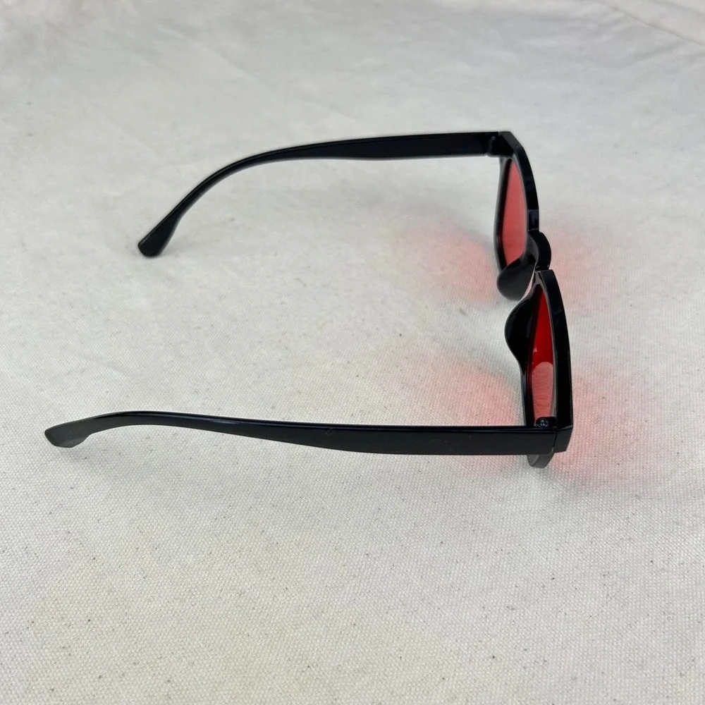 Vintage unique retro style black rounded square sunglasses cyber grunge techno